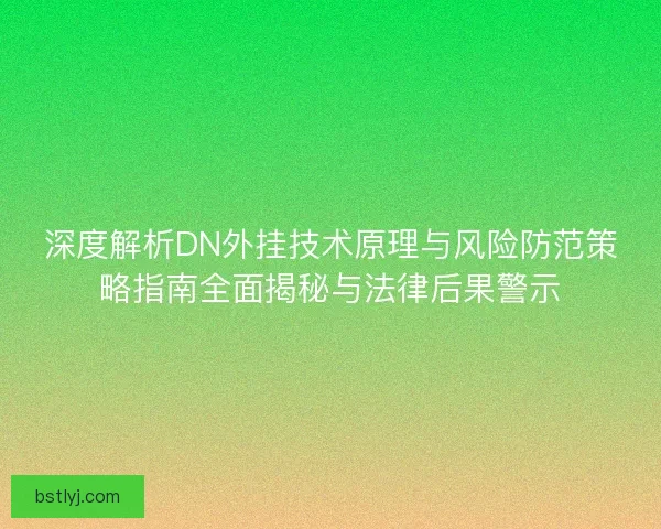 深度解析DN外挂技术原理与风险防范策略指南全面揭秘与法律后果警示