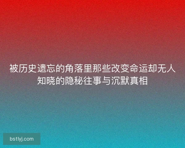 被历史遗忘的角落里那些改变命运却无人知晓的隐秘往事与沉默真相